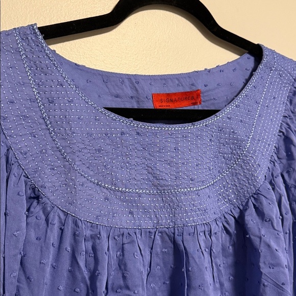 Signature8 Periwinkle Embroidered Textured Blue Cropped Blouse - Medium - Picture 6 of 6